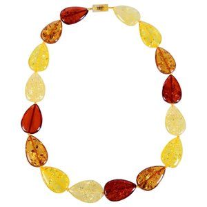 V3 Jewelry Multi Color Amber Pear Shape Necklace-24"